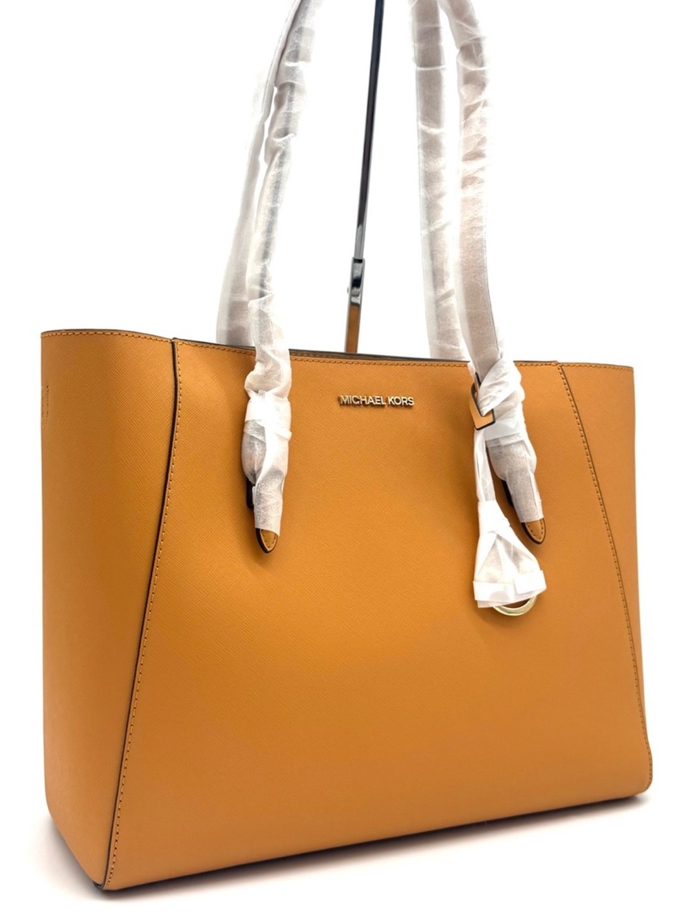 Michael Kors Charlotte LG Tote Bag 3 IN 1 Leather Shoulder Bag Cider
